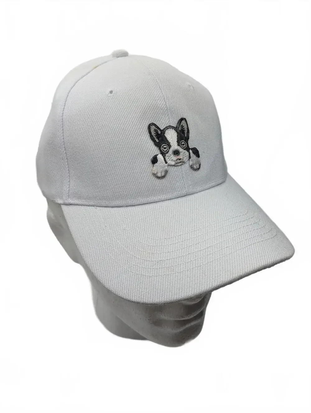Puppy Paw Cap with Embroidery White French Bulldog Dog Strapback